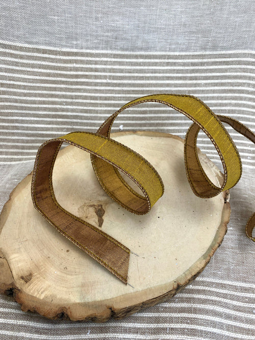 1" Mustard Fusion Dupion Ribbon Bolt