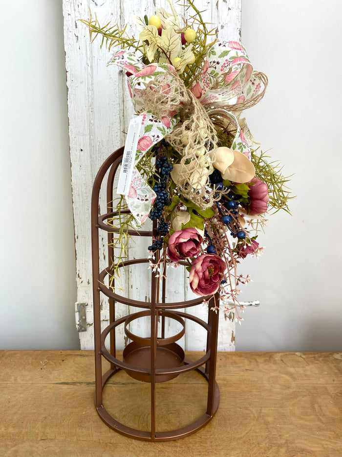 Silk floral cream rust muted meadow lantern swag 10 inch handmade for farmhouse cottagecore fall home decor from Magnolias Home Decor