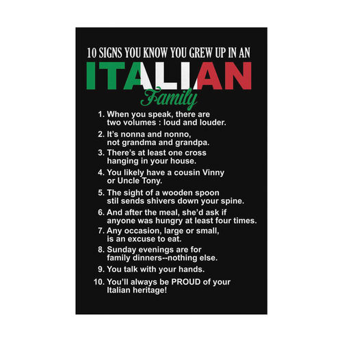 10 Signs You Grew Up In An Italian Family Portrait Canvas Wall Art