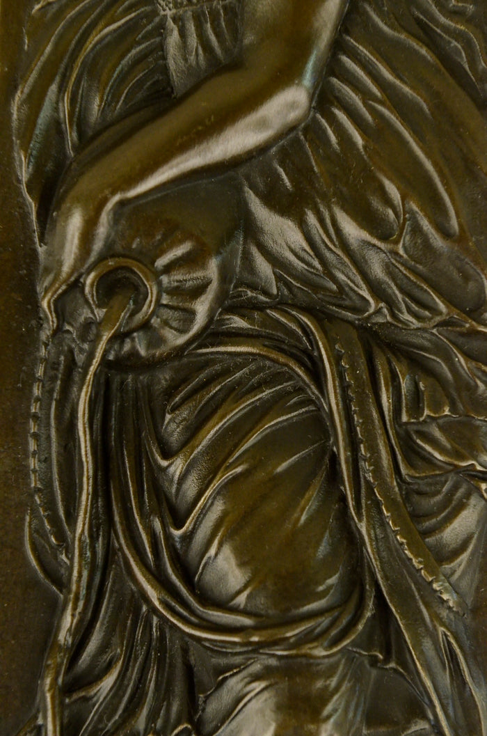 100% Real Bronze Roman Girl Bas Relief Statue Figure Sculpture Figurine Art Deco