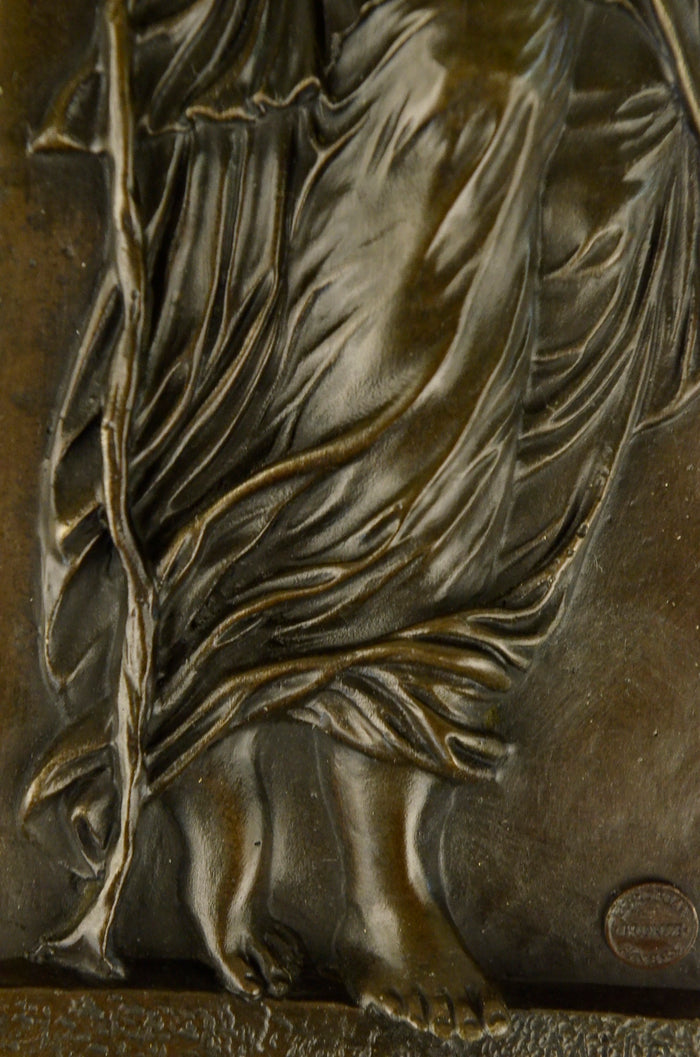 100% Real Bronze Roman Girl Bas Relief Statue Figure Sculpture Figurine Art Deco