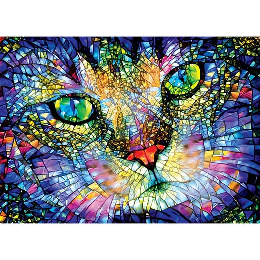 1000 Piece Jigsaw Puzzle - Stained Glass- Purrfect Glass | MasterPieces