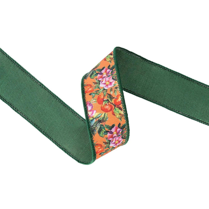 1.5" Fall Floral Wired Dupioni Ribbon Bolt