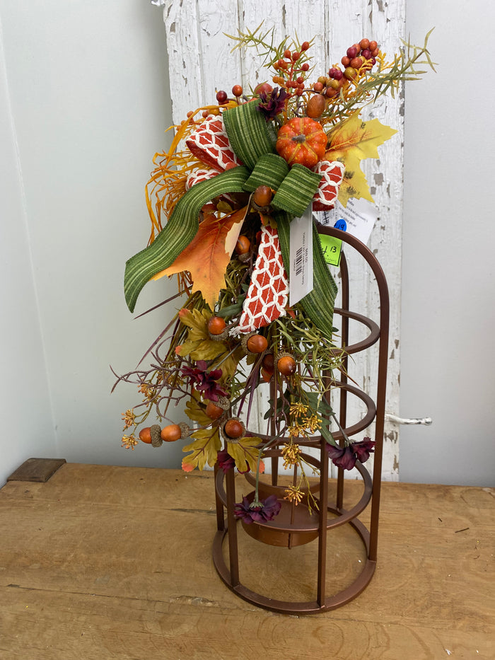 Silk floral rust orange cooler days swag 20 inch handmade for farmhouse transitional fall home decor from Magnolias Home Decor