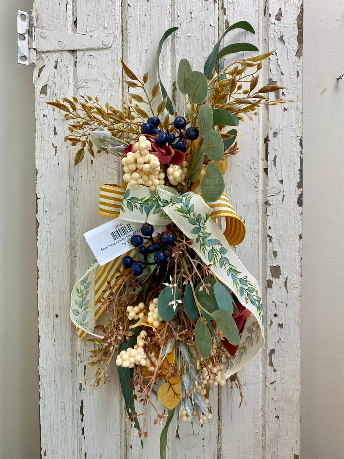 Silk floral cream tan sun-faded fields swag 20 inch handmade for farmhouse cottagecore fall home decor from Magnolias Home Decor