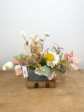Silk floral mixed autumn gourd centerpiece 21 inch handmade for farmhouse traditional fall home decor from Magnolias Home Decor