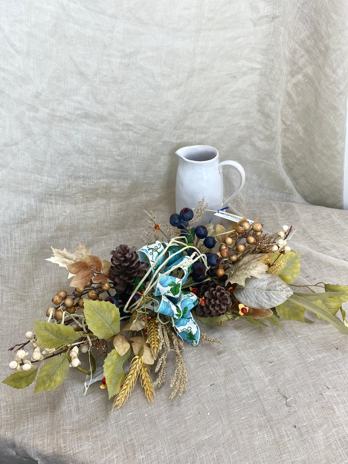 Silk floral orange rust afternoon stroll swag 23 inch handmade for farmhouse cottagecore fall home decor from Magnolias Home Decor