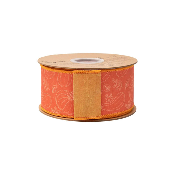 2.5" Orange Gourd Wired Dupioni Ribbon Bolt