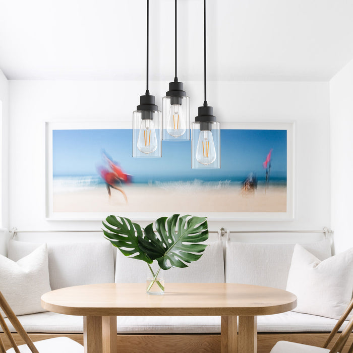 3-Light Ceiling light Fixture Black Vintage Cluster Hanging - [lohasled]