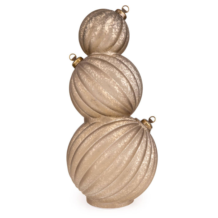 3 Stacking Glass Baubles with LED Lights - Champagne 1pk