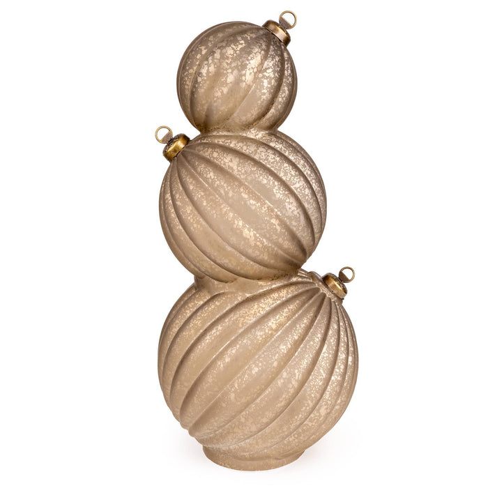 3 Stacking Glass Baubles with LED Lights - Champagne 1pk