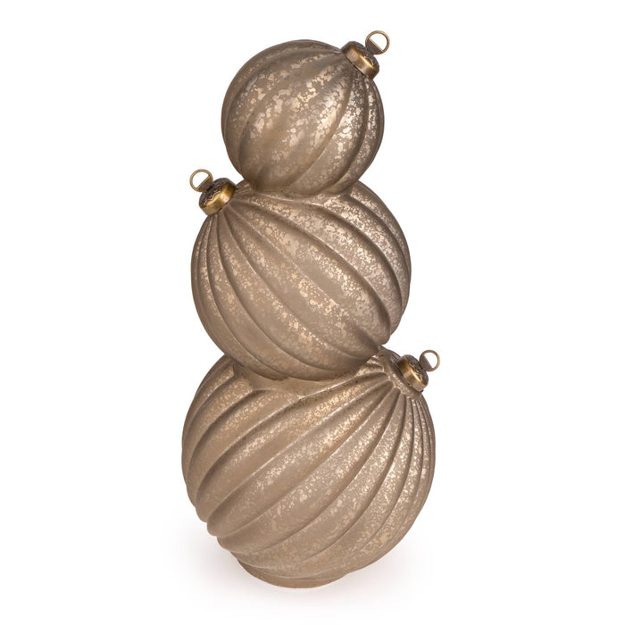 3 Stacking Glass Baubles with LED Lights - Champagne 1pk