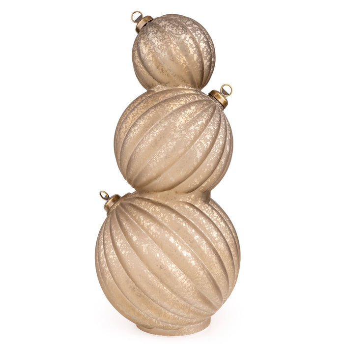 3 Stacking Glass Baubles with LED Lights - Champagne 1pk