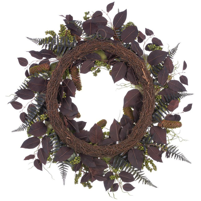 Close-up of plum gorgeous pumpkin fern wreath detail from Magnolias Home Decor