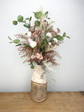 Silk floral fall gathering drop-in arrangement 37 inch handmade outdoor safe for farmhouse traditional fall home decor from Magnolias Home Decor