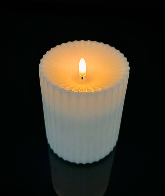 Ivory LED outdoor safe flameless pillar candle 4 x 5 inch with timer for farmhouse traditional home decor from Magnolias Home Decor