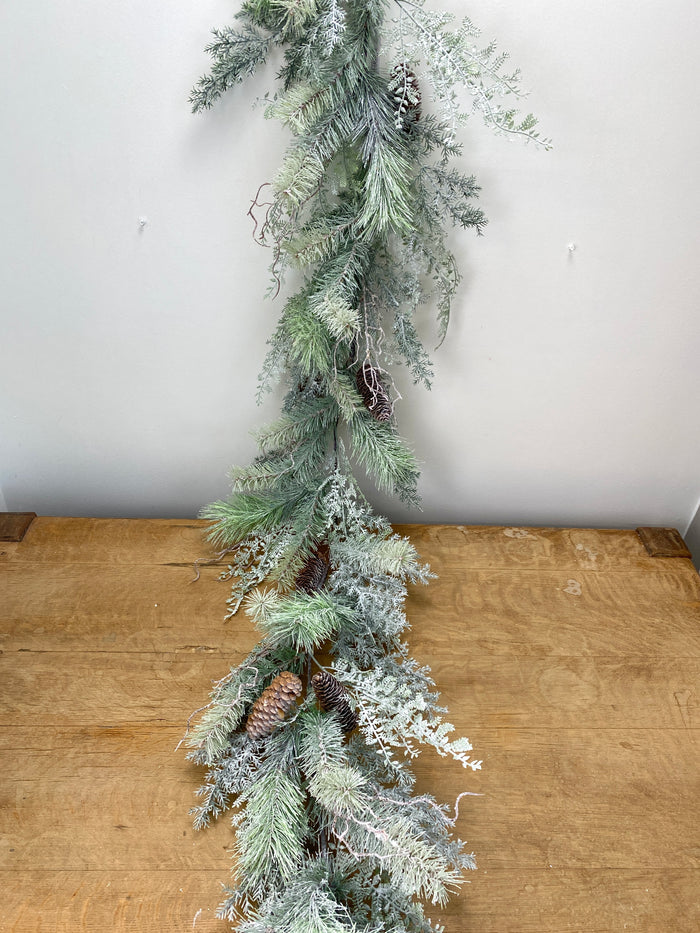 6' Snowflake Pinecone Garland