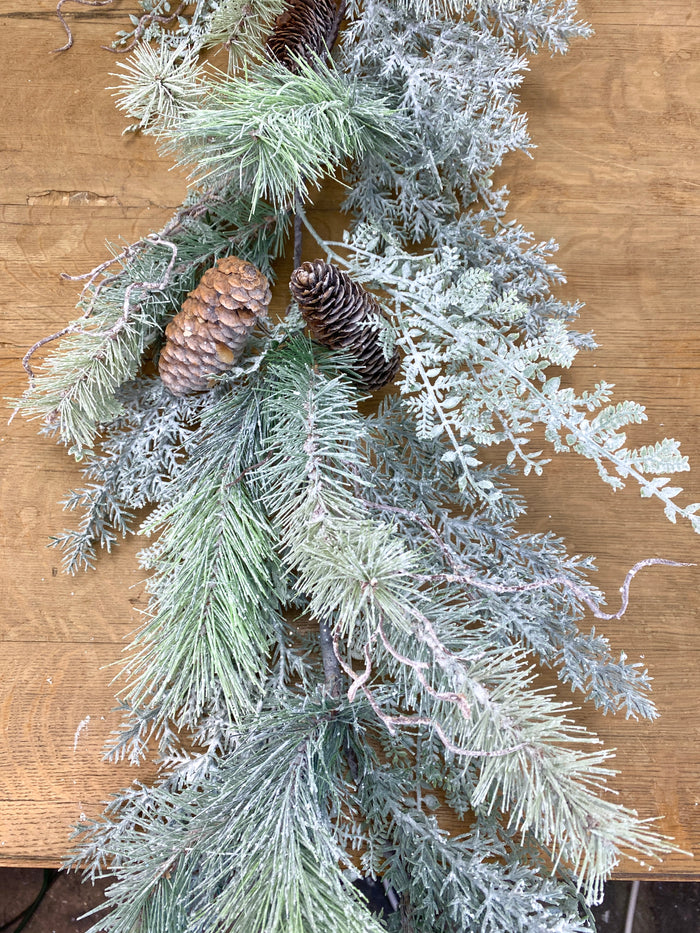 6' Snowflake Pinecone Garland