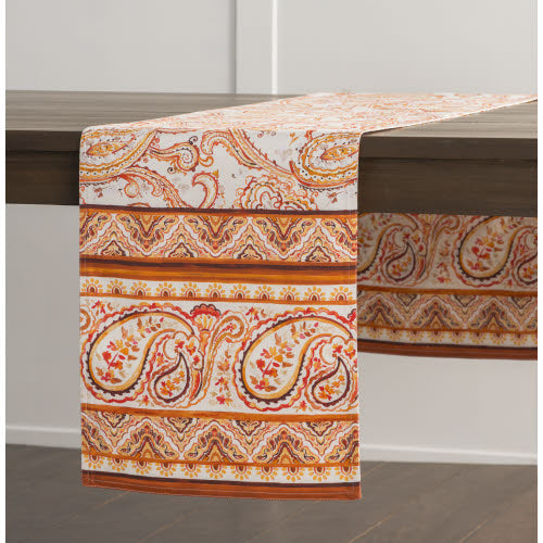 Woven paisley double sided fall table runner 14.5 x 72 inch for traditional transitional home decor from Magnolias Home Decor