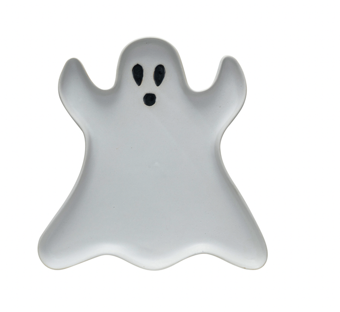 8"x 8" Ghost Shaped Plate Matte White & Black