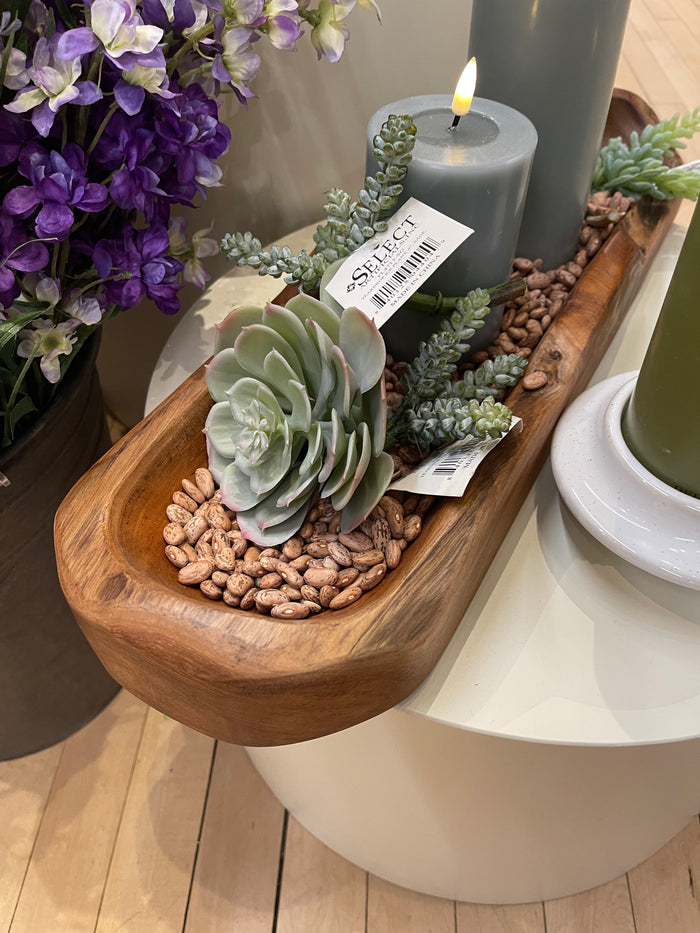 Decorative Teak Wood Oblong Bowl