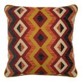 Linwood cushion in Amala Red. Overhead view showing the full front design, featuring a bold geometric pattern inspired by traditional Navajo motifs.