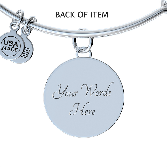 American Grown with Italian Roots with Circle Charm Bangle