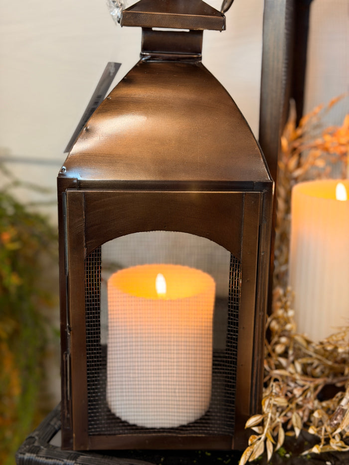 Antique Bronze Screened Lantern - 2 Sizes