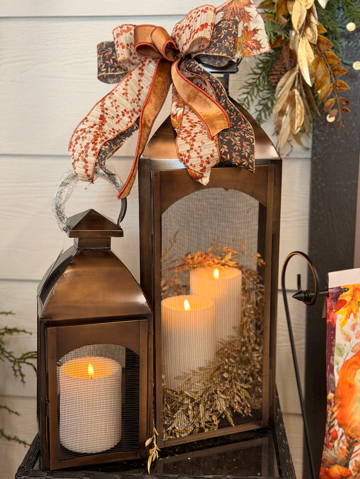 Antique Bronze Screened Lantern - 2 Sizes