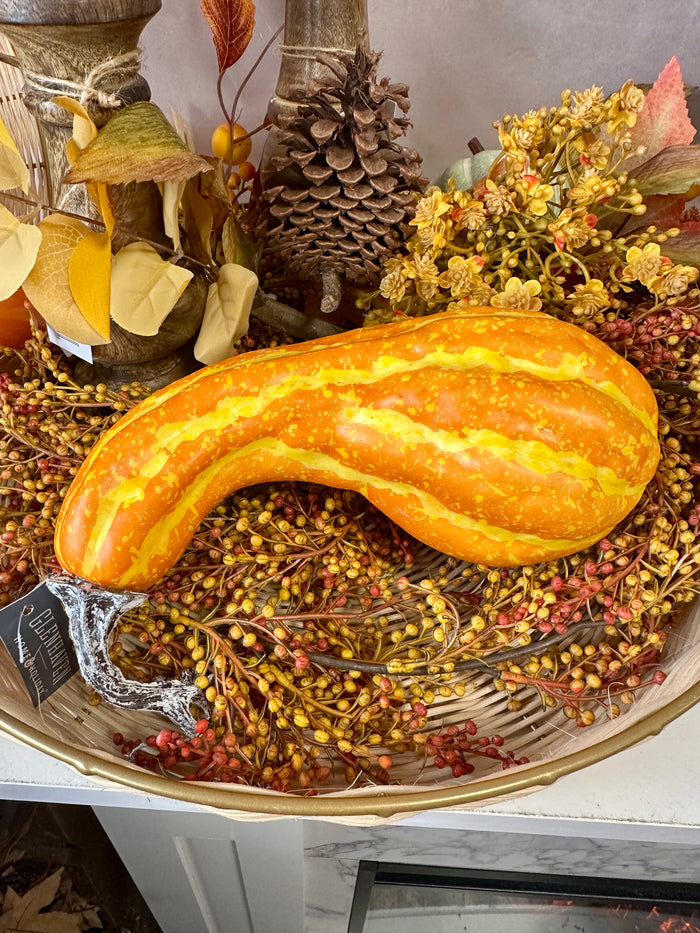 Faux gold autumn activities gourd 7 inch for farmhouse traditional fall home decor from Magnolias Home Decor