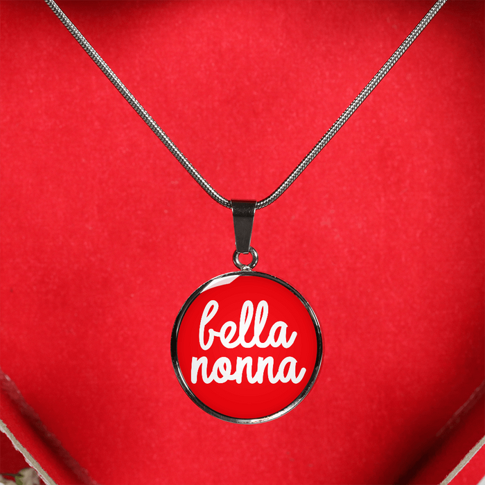 Bella Nonna with Red Circle Pendant Necklace
