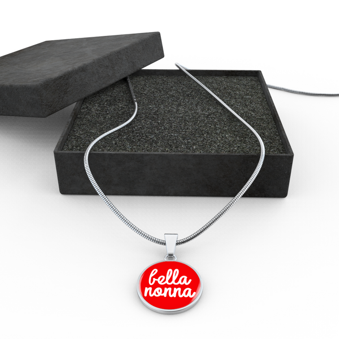 Bella Nonna with Red Circle Pendant Necklace