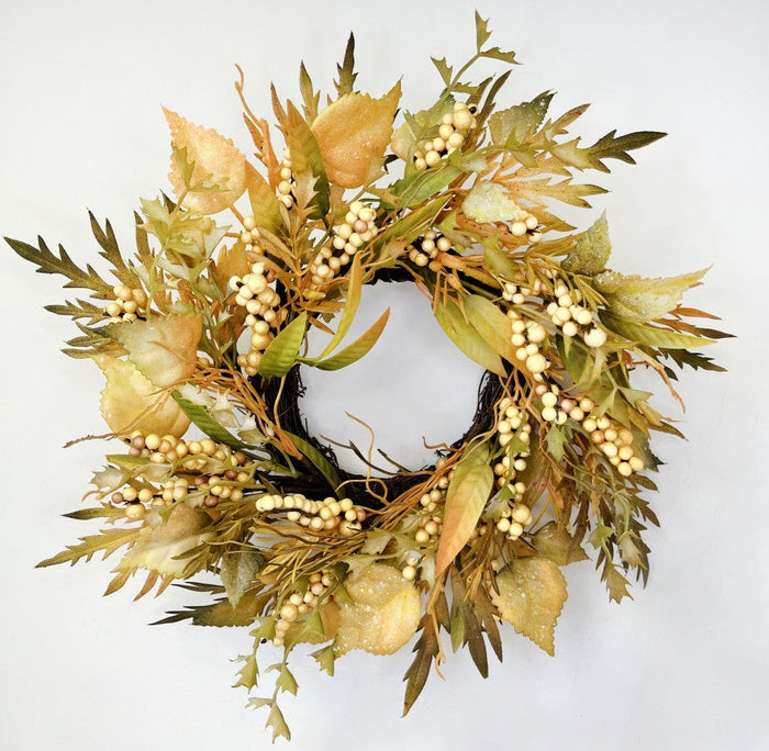 Berry leaf candle ring for farmhouse Fall home decor from Magnolias Home Decor
