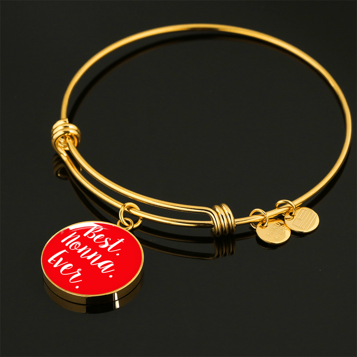 Best Nonna Ever With Red Circle Charm Bangle in Gold & Stainless Steel