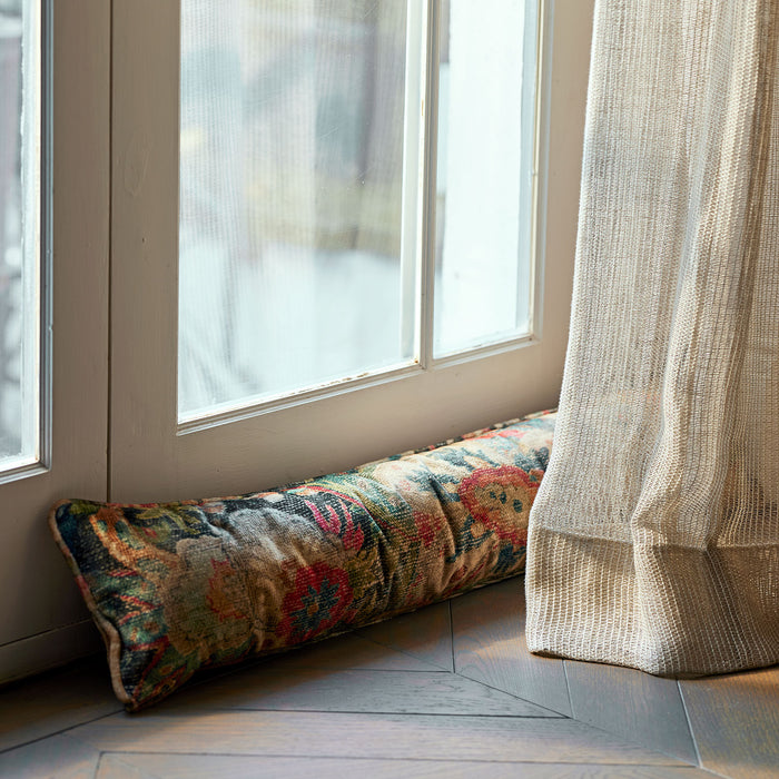 Washable velvet draught excluder - stylised flowers