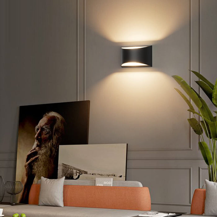 Black Modern Lantern Wall Sconce, Up and Down - [lohasled]