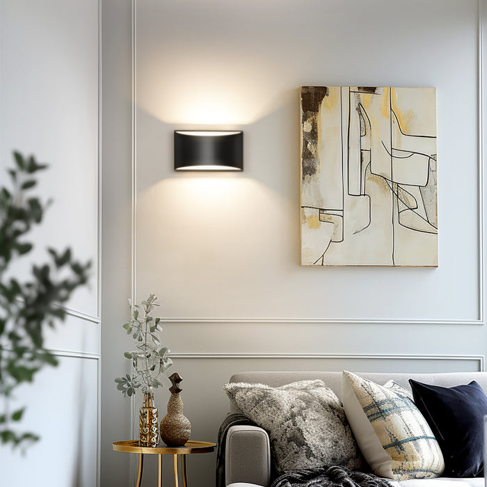 Black Modern Lantern Wall Sconce, Up and Down - [lohasled]