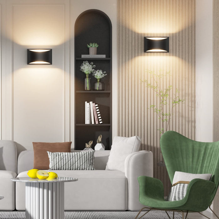 Black Modern Lantern Wall Sconce, Up and Down - [lohasled]