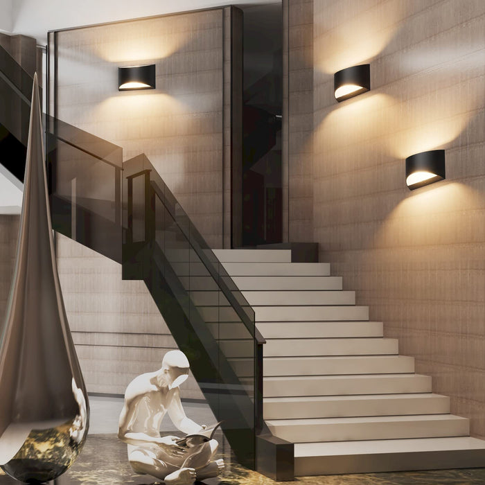 Black Modern Lantern Wall Sconce, Up and Down - [lohasled]