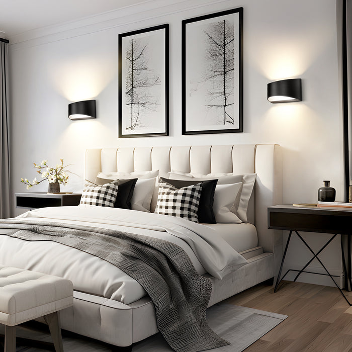 Black Modern Lantern Wall Sconce, Up and Down - [lohasled]