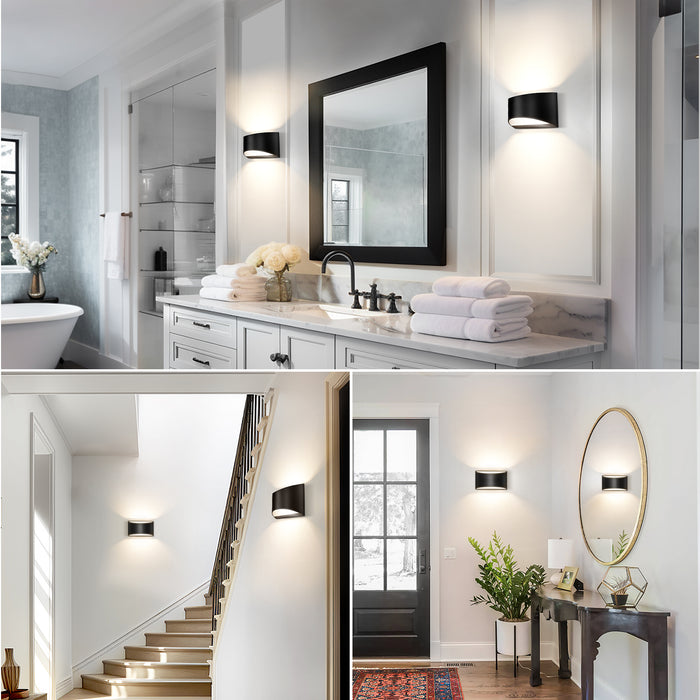 Black Modern Lantern Wall Sconce, Up and Down - [lohasled]