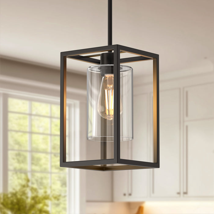 Black Square Chandelier with Clear Glass - [lohasled]