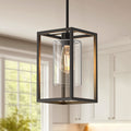 Black Square Chandelier with Clear Glass - [lohasled]