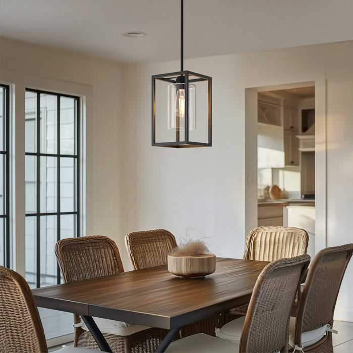 Black Square Chandelier with Clear Glass - [lohasled]