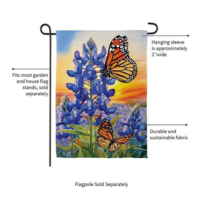 Bluebonnet & Butterfly Suede Garden Flag