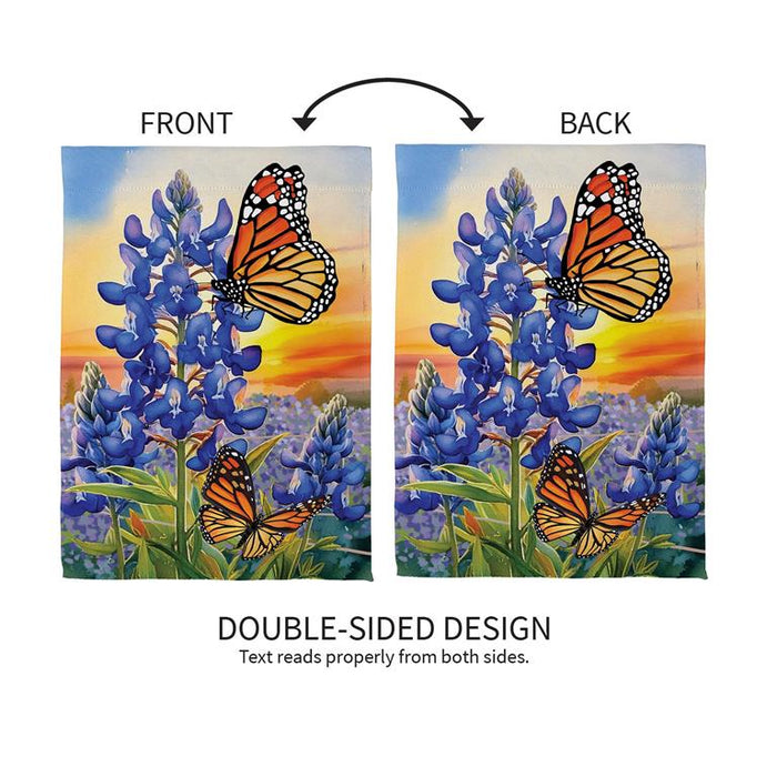 Bluebonnet & Butterfly Suede Garden Flag