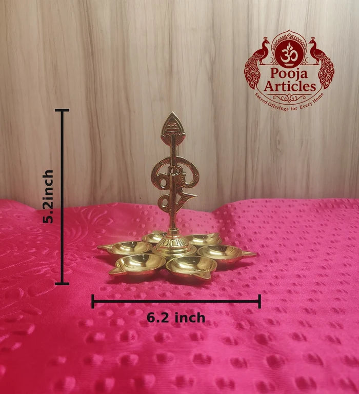 Brass Arumuga Om Vel Vilakku 5.2 Inch