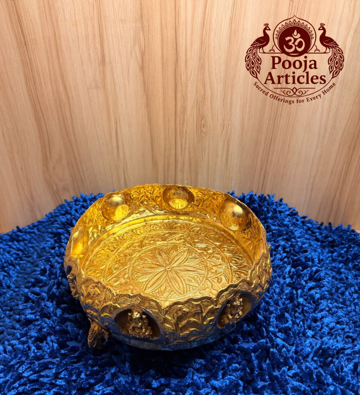Brass Ashtalakshmi uruli 8.5 inch Lakshmi offering bowl