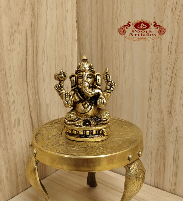 Brass Ganesha Statue 2.1 Inch