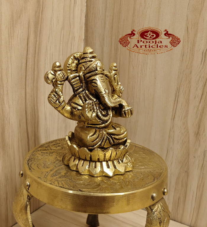 Brass Ganesha Statue 2.8 Inch